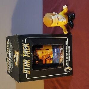 Star Trek 30th Anniversary Mug & Captain Kirk toy from Burger King, doesn't talk